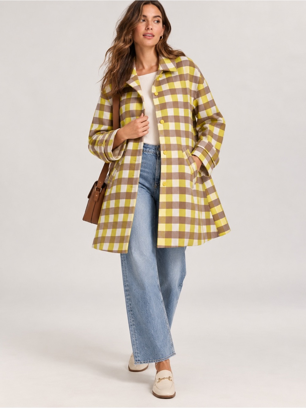Anthropologie Maeve Checkered Gingham Swing Jacket